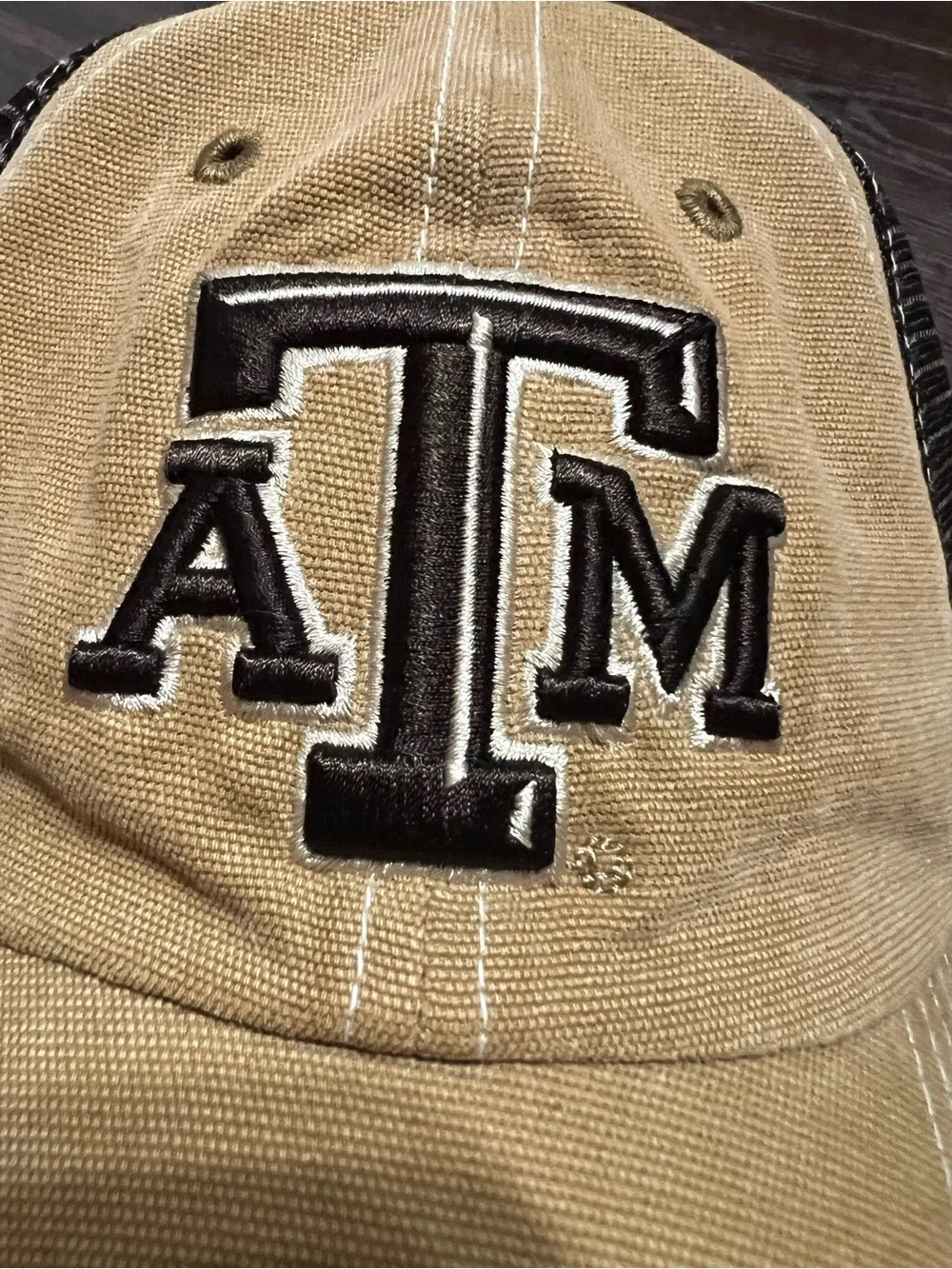 Texas A&M Aggies Mesh-Back Trucker Hat SnapBack Tan Canvas Top of the World
